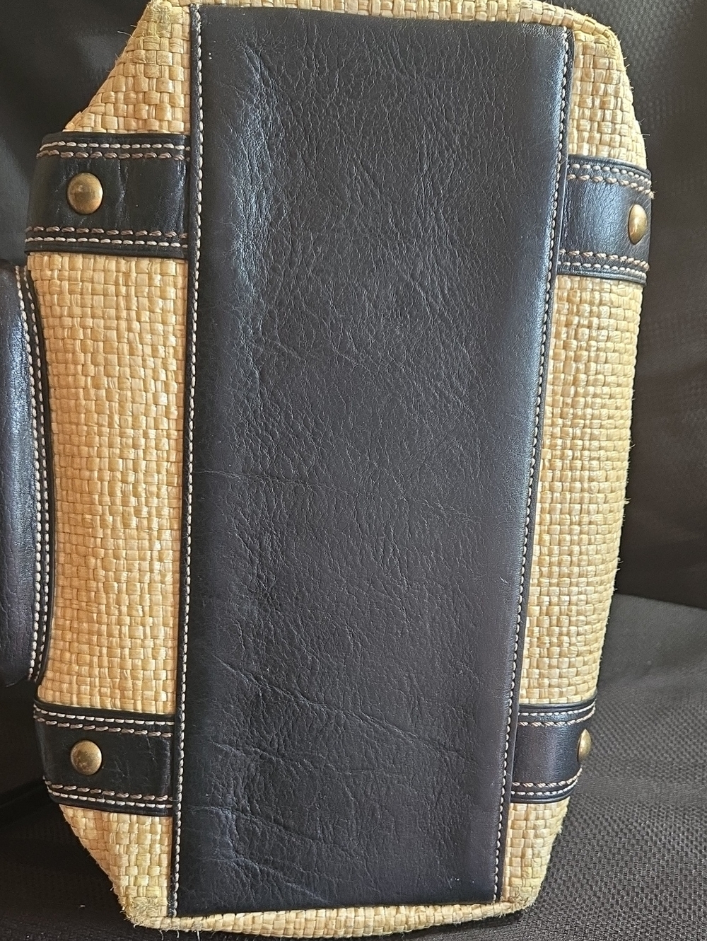 Coach Legacy Vintage Woven Straw And Black Leather Tote EUC - Picture 9 of 10